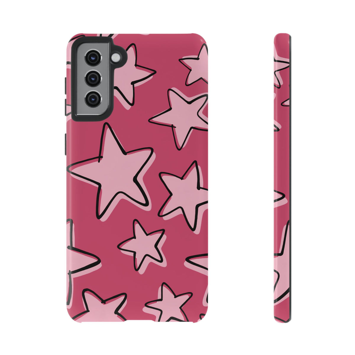 Raspberry Pink Doodle Star Phone Case