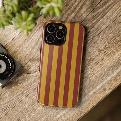 Trendy Mustard & Burgandy Stripe Pattern Phone Case - Brown Phone Case