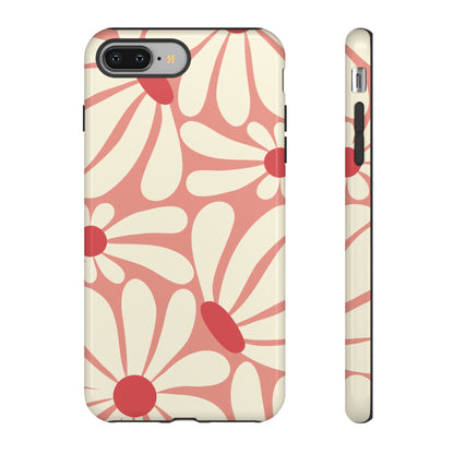 Cute Retro Pink Daisy Pattern Phone Case - Pink Phone Case - iPhone 8 Plus / Glossy