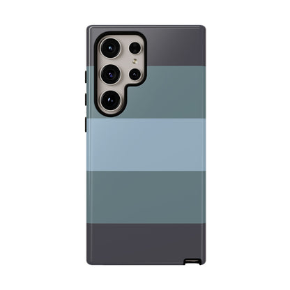 Samsung Galaxy S24 Ultra / Glossy Phone Case - Shades of Blue Horizontal Stripe Pattern Phone Case