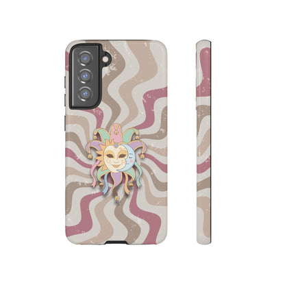 Sun & Moon Jester Mask – Pink Retro Wave Phone Case - Pink Phone Case - Samsung Galaxy S21 FE / Glossy
