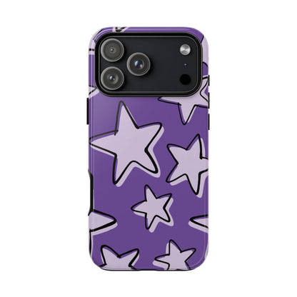 Violet Purple Doodle Star Phone Case