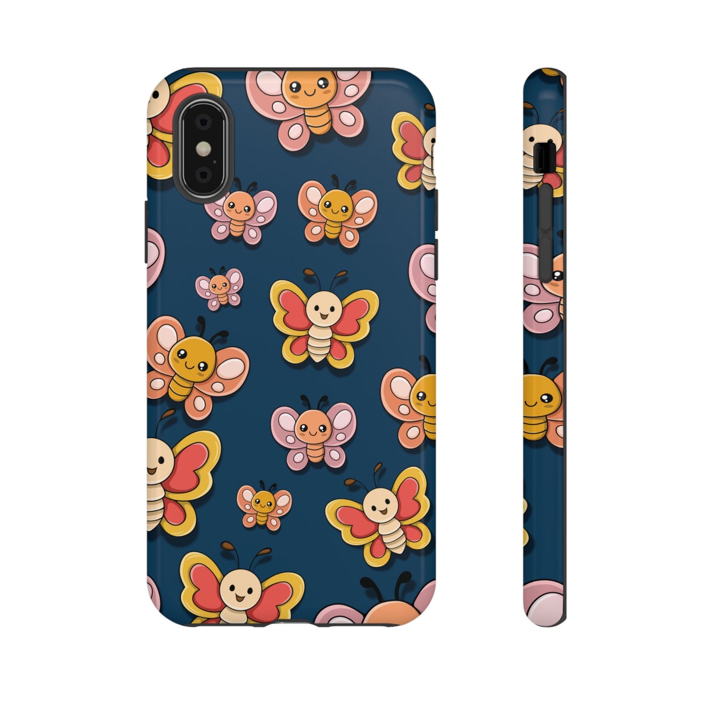 Dark Blue Butterfly Sticker Design Phone Case - Blue Phone Case - iPhone X / Glossy
