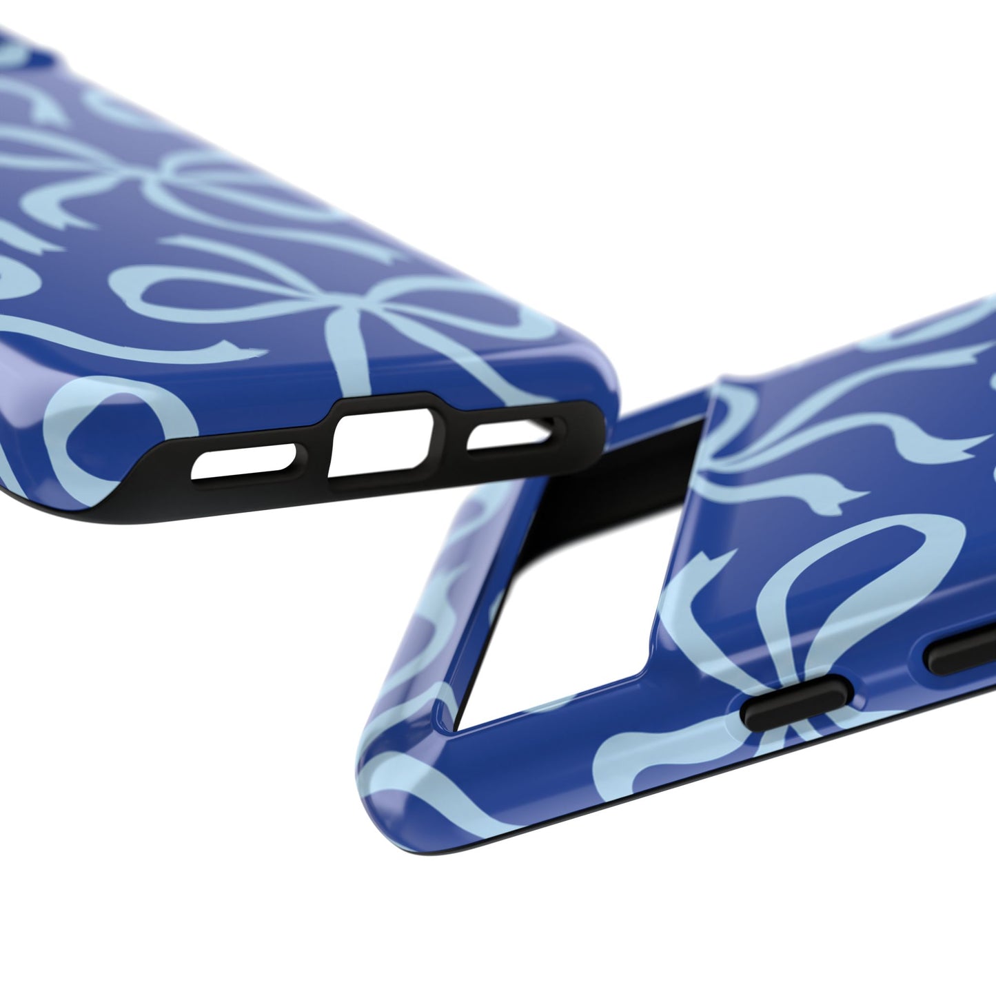 Bold Cobalt Blue and Powder Blue Bow Pattern Phone Case