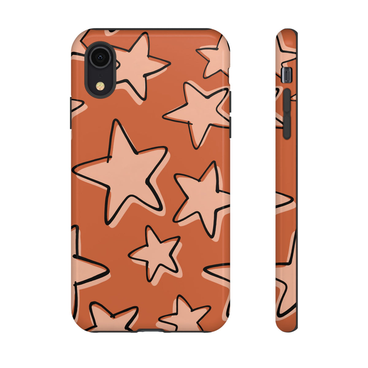 Burnt Orange Doodle Star Phone Case