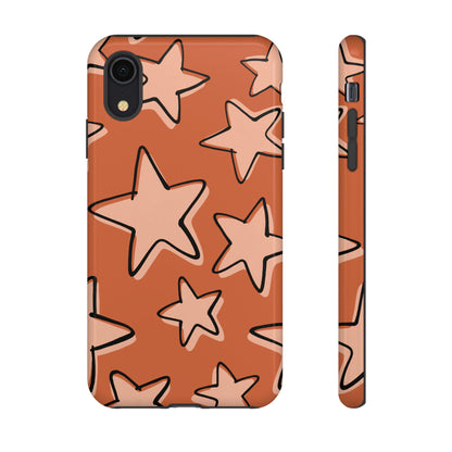 Burnt Orange Doodle Star Phone Case
