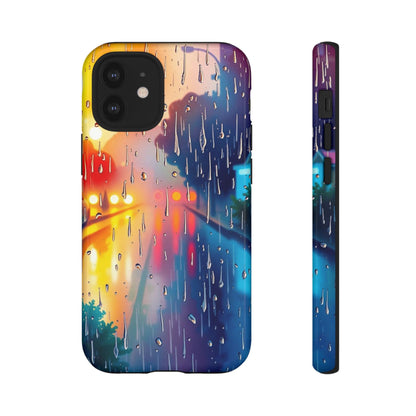 iPhone 12 Mini / Glossy Phone Case - Electric Rain Watercolour Design Phone Case