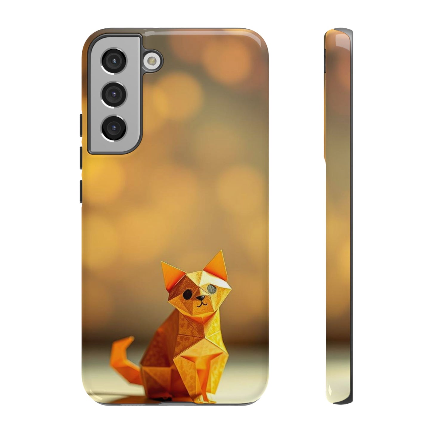 Samsung Galaxy S22 Plus / Glossy Phone Case - Origami Cat Design Phone Case