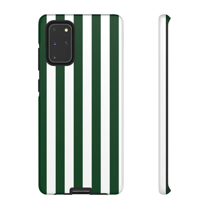 Samsung Galaxy S20+ / Glossy Phone Case - Simple Dark Green & White Stripe Pattern Phone Case