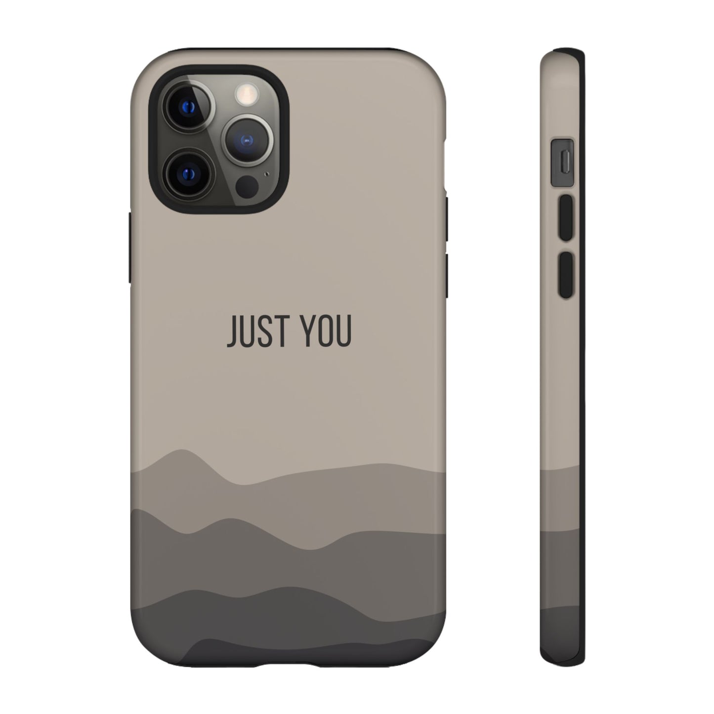 iPhone 12 Pro / Glossy Phone Case - Minimalist Beige Waves ’Just You’ Statement Phone Case