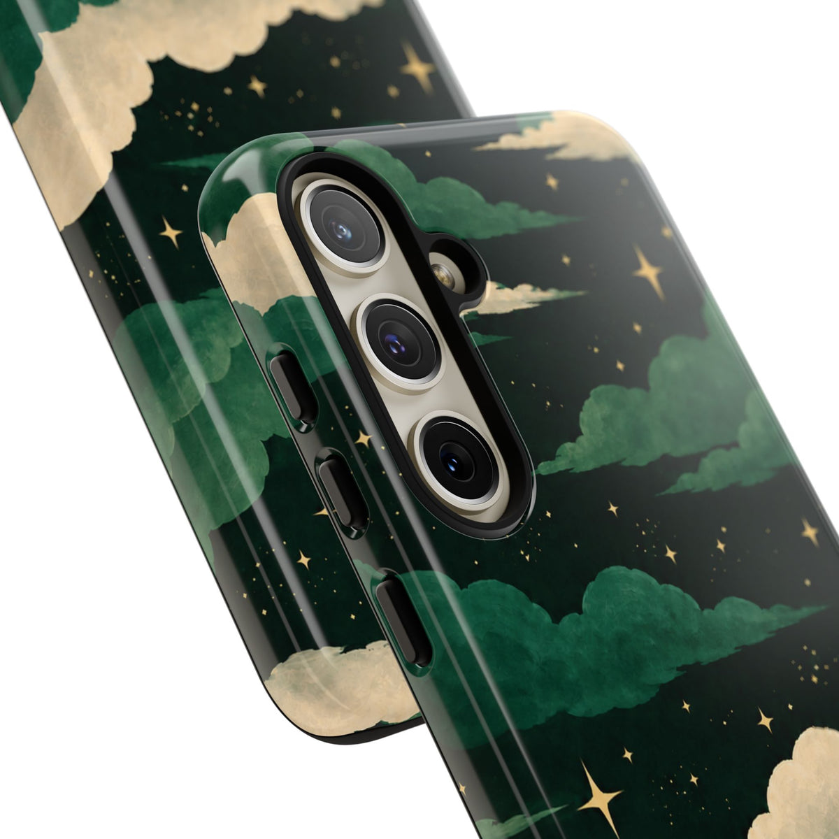 Illustrated Emerald Green Clouds & Stars Phone Case