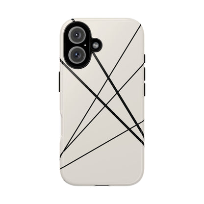 iPhone 16 / Glossy Phone Case - Abstract White with Black Lines Phone Case