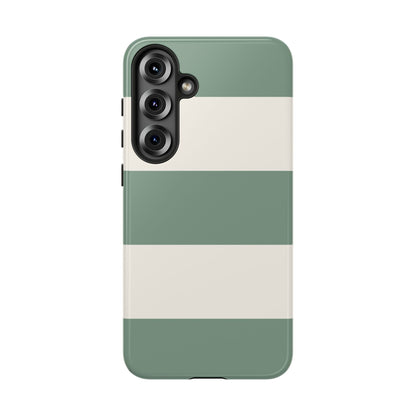 Samsung Galaxy S25 Plus / Glossy Phone Case - Green & White Horizontal Stripe Pattern Phone Case