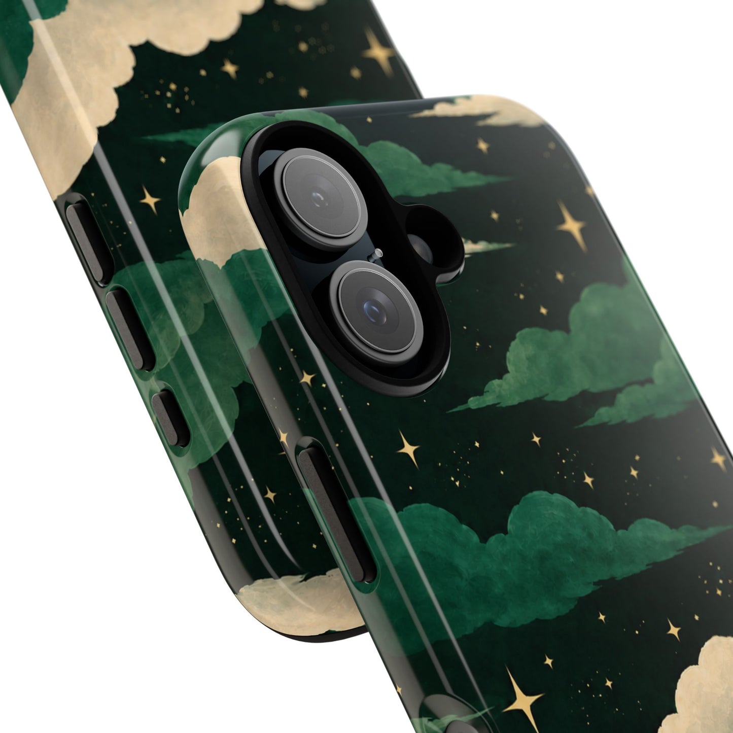 Illustrated Emerald Green Clouds & Stars Phone Case