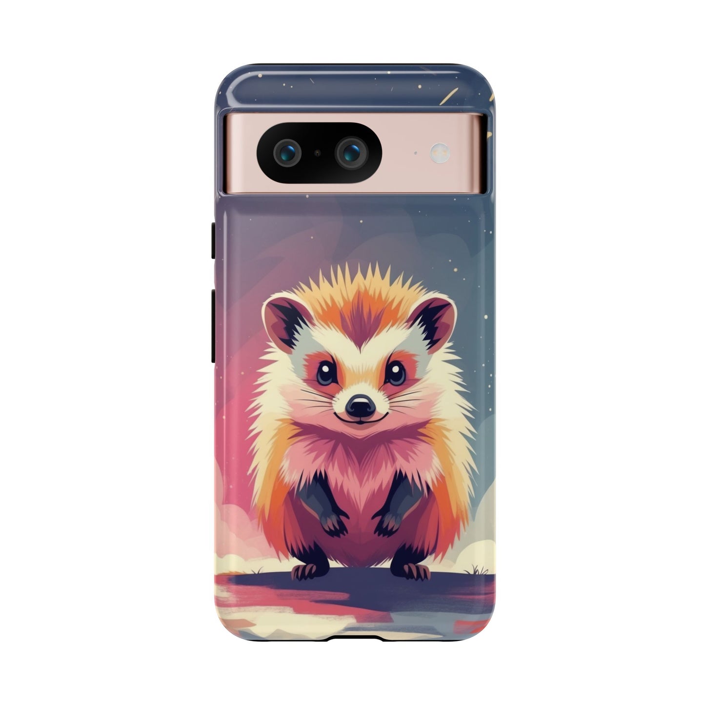 Google Pixel 8 / Glossy Phone Case - Stylised Hedgehog Design Phone Case