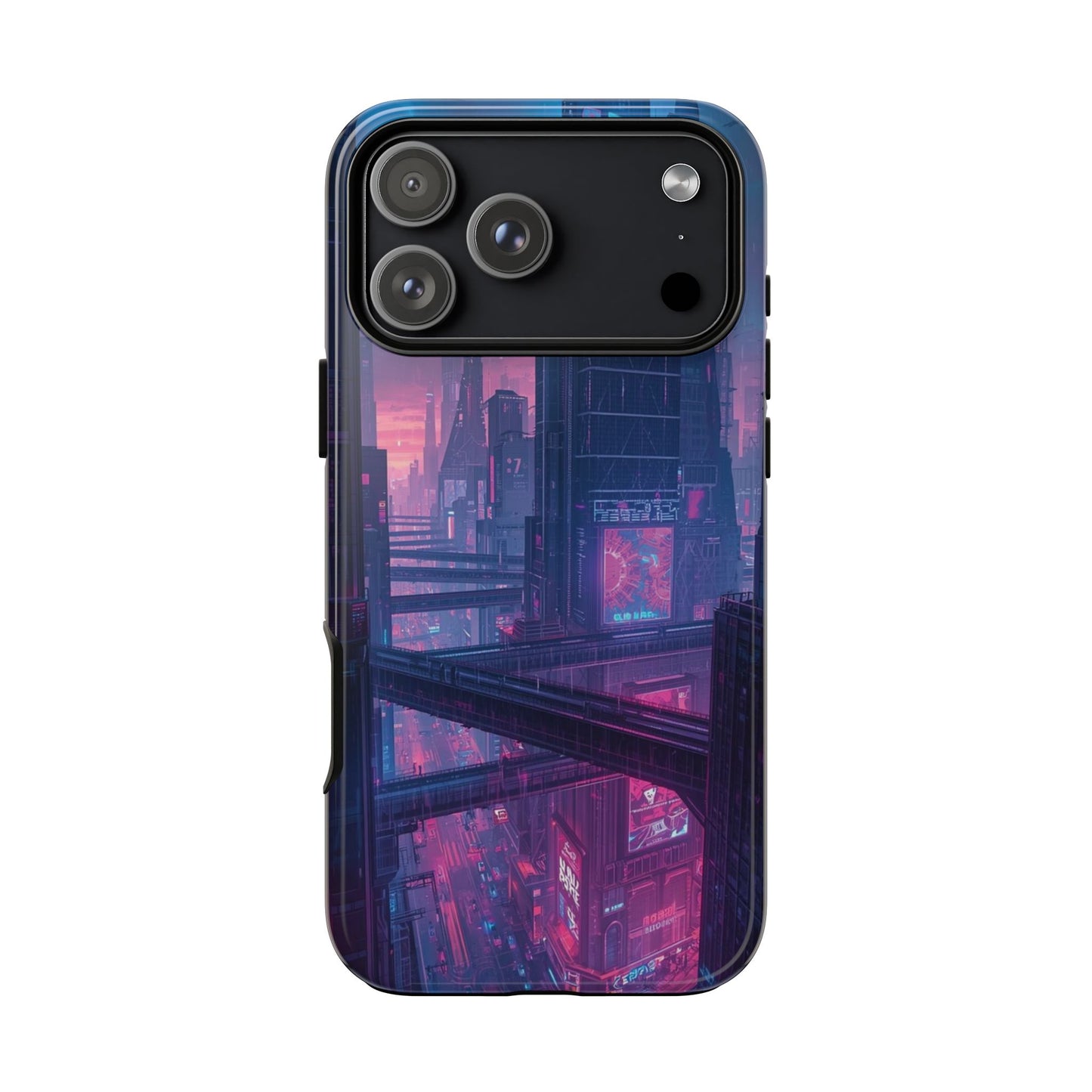 Neon Cyberpunk Megacity Sci-fi Phone Case - Blue Phone Case - iPhone 17 Pro Max / Glossy