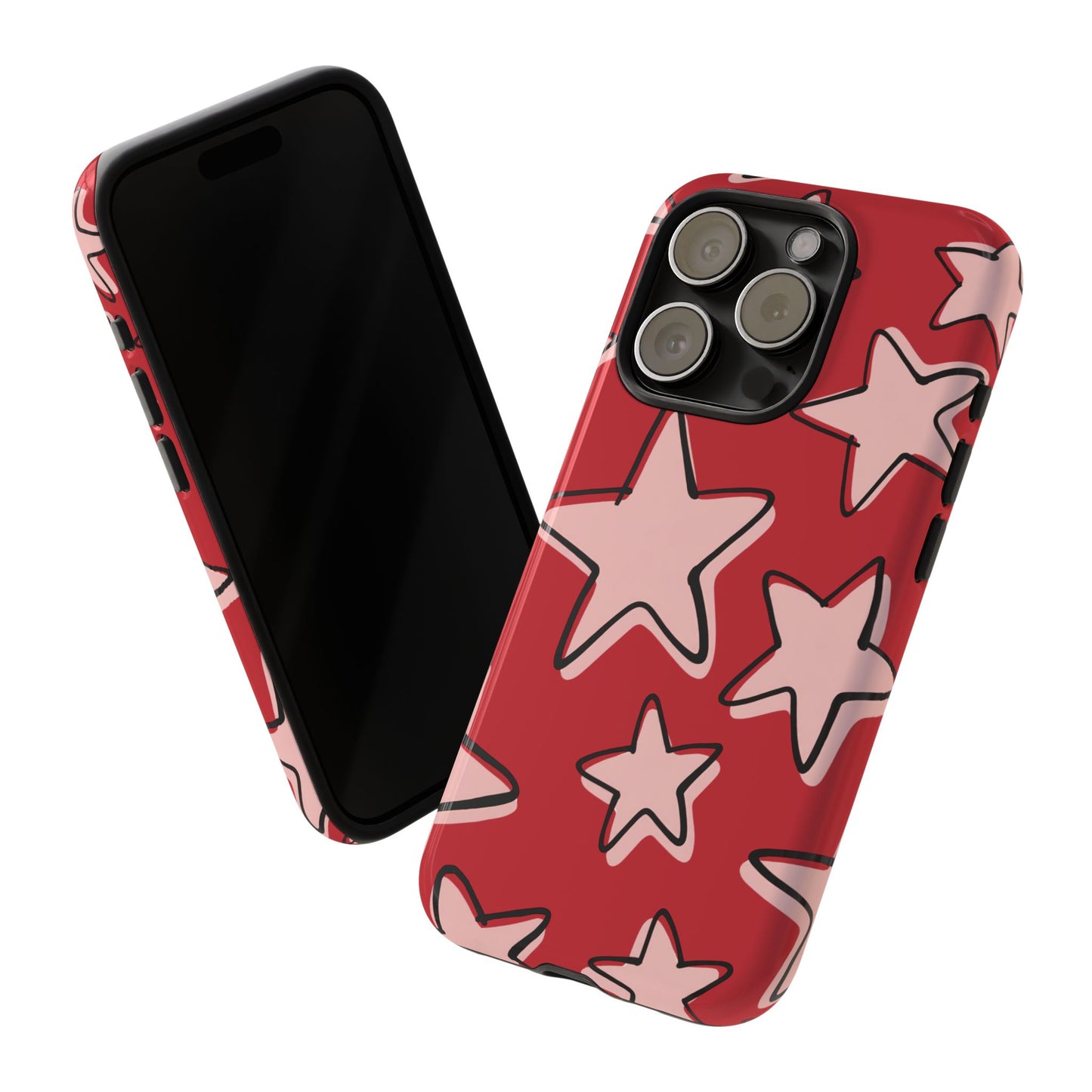 Cherry Red Doodle Star Phone Case