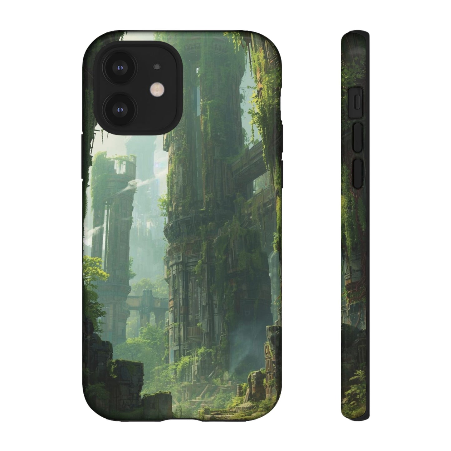 iPhone 12 / Glossy Phone Case - Overgrown Future Ruins Sci-fi Phone Case