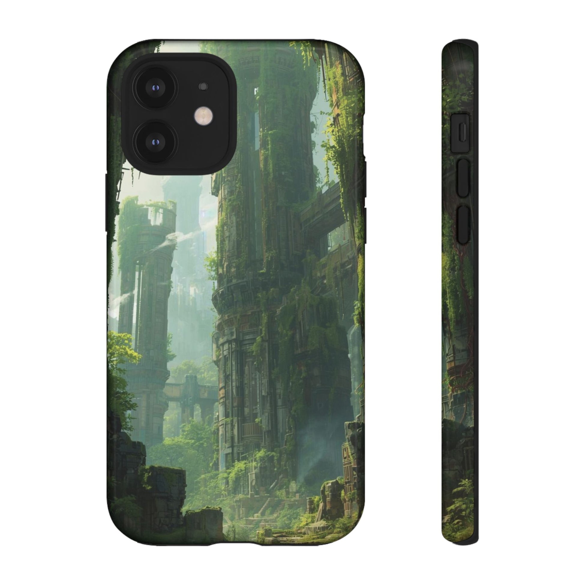 Overgrown Future Ruins Sci-fi Phone Case - Green Phone Case - iPhone 12 / Glossy