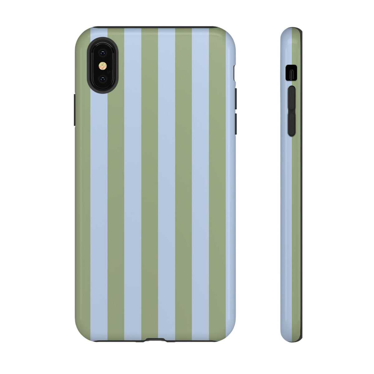 Trendy Ice Blue & Green Stripe Pattern Phone Case - Blue Phone Case - iPhone XS MAX / Glossy