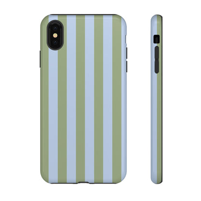 Trendy Ice Blue & Green Stripe Pattern Phone Case - Blue Phone Case - iPhone XS MAX / Glossy