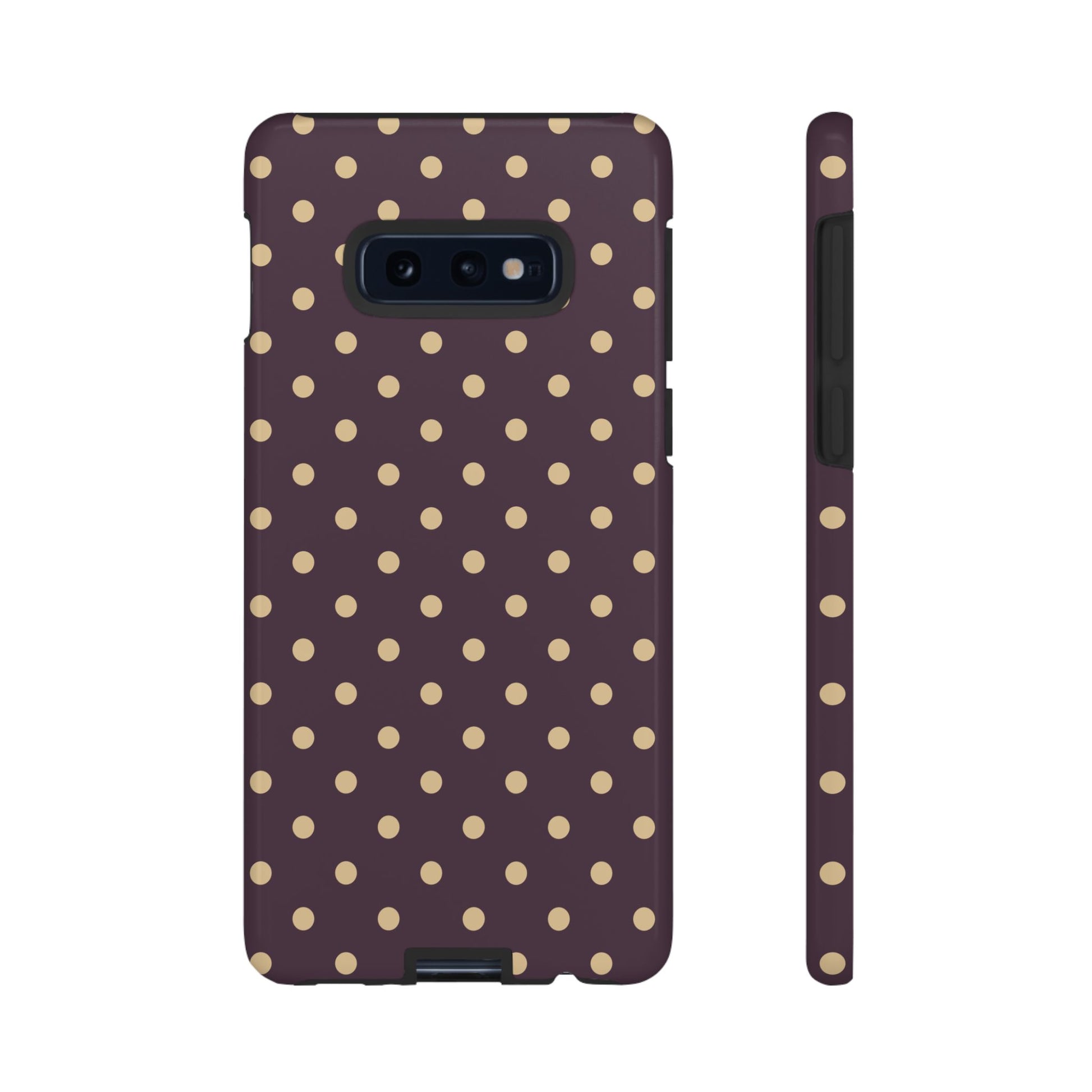 Samsung Galaxy S10E / Glossy Phone Case - Purple with Yellow Dot Pattern Phone Case