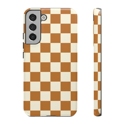 Orange & White Checked Pattern Phone Case - Orange Phone Case - Samsung Galaxy S22 Plus / Glossy