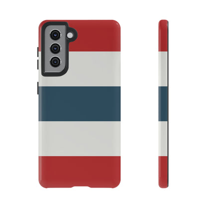Samsung Galaxy S21 / Glossy Phone Case - Red White & Blue Horizontal Stripe Pattern Phone Case