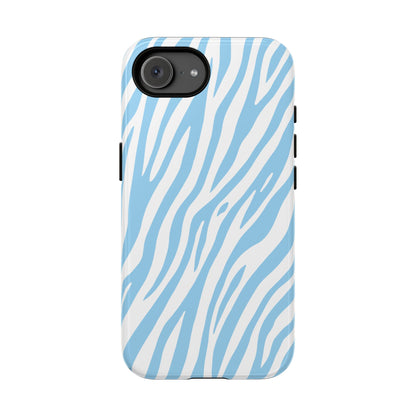 Sky Blue Tiger Print Phone Case - Blue Phone Case - iPhone 17e / Glossy
