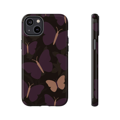 iPhone 14 Plus / Glossy Phone Case - Minimalist Purple Butterfly Pattern Phone Case