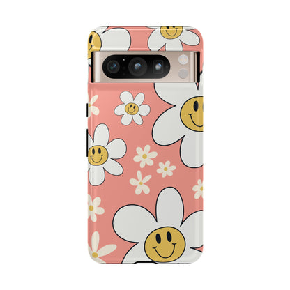 Fun Retro Daisy Pattern with Pink Background Phone Case - Pink Phone Case - Google Pixel 8 Pro / Glossy