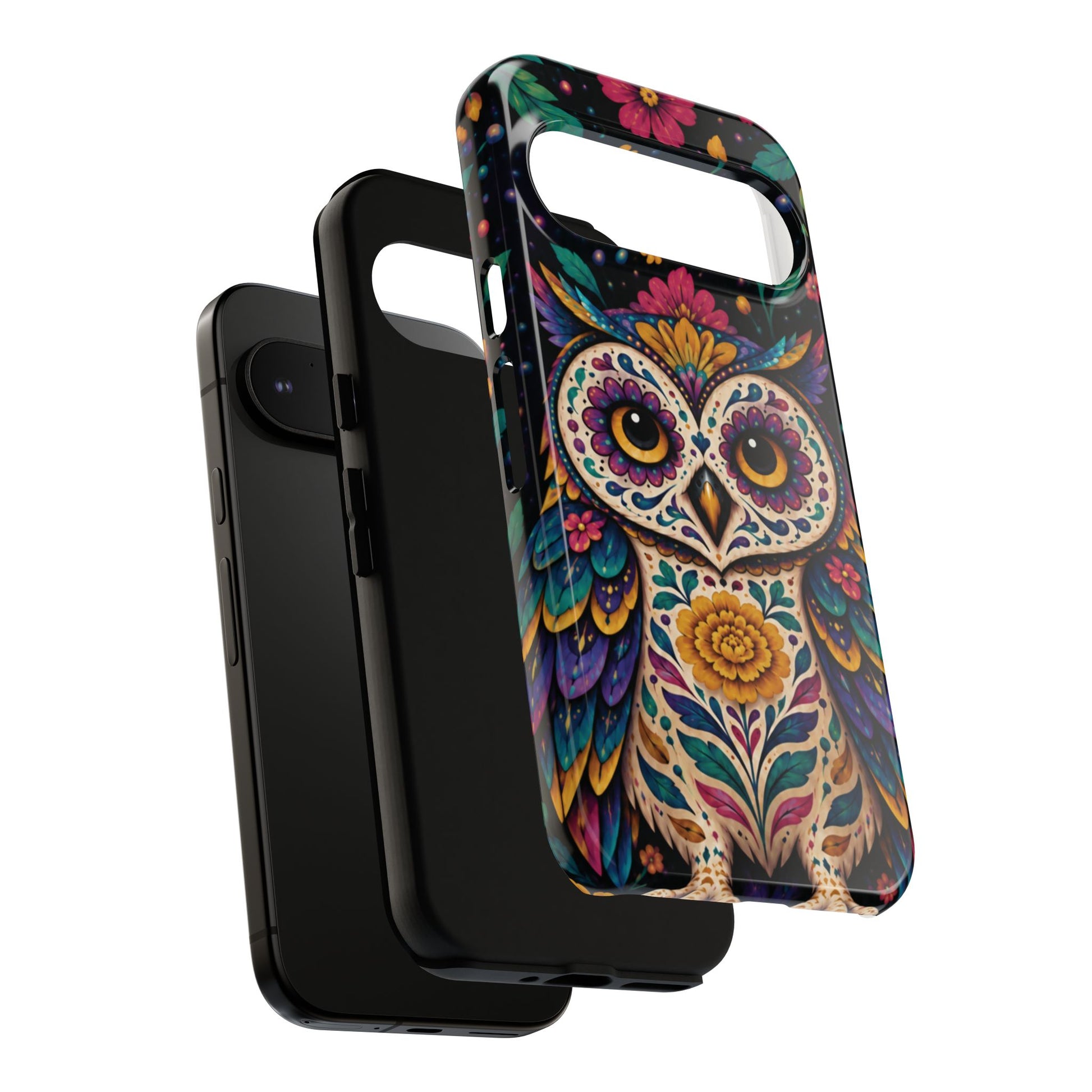 Vibrant Purple and Teal Calavera Owl Phone Case - Multicolor Phone Case