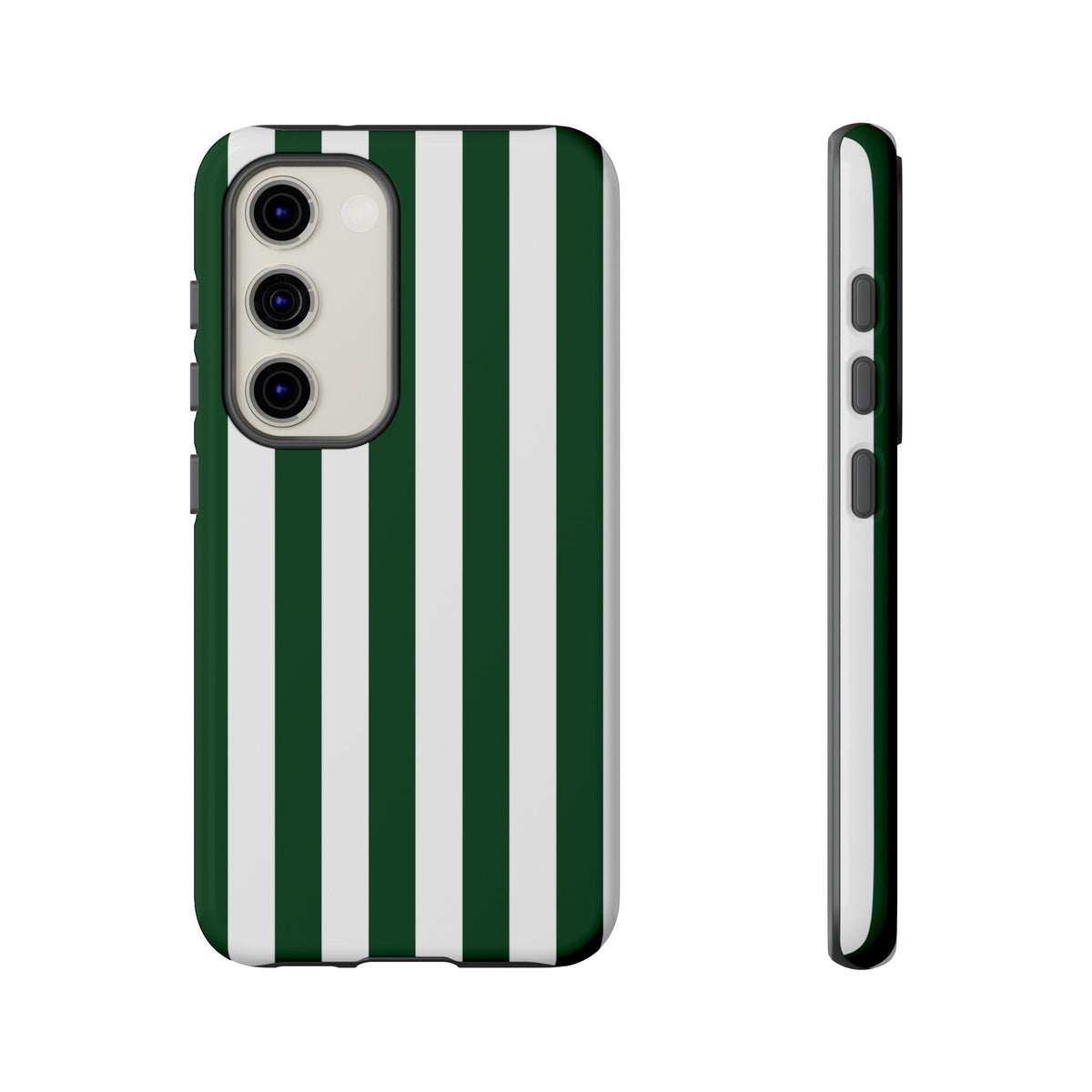 Simple Dark Green & White Stripe Pattern Phone Case - Green Phone Case - Samsung Galaxy S23 / Glossy