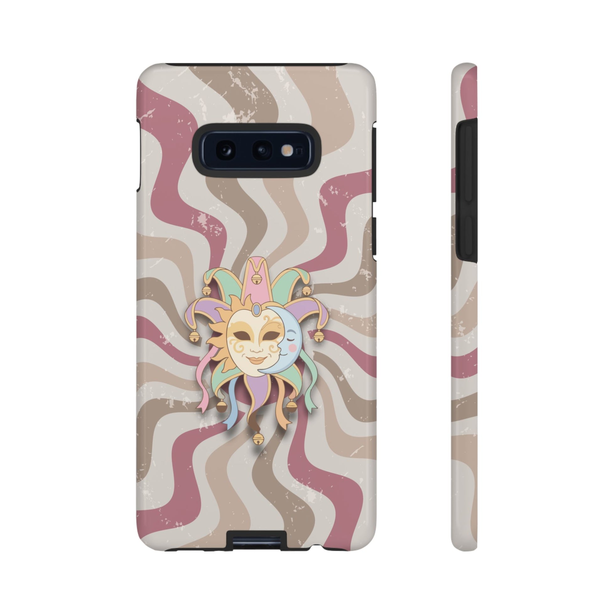 Sun & Moon Jester Mask – Pink Retro Wave Phone Case - Pink Phone Case