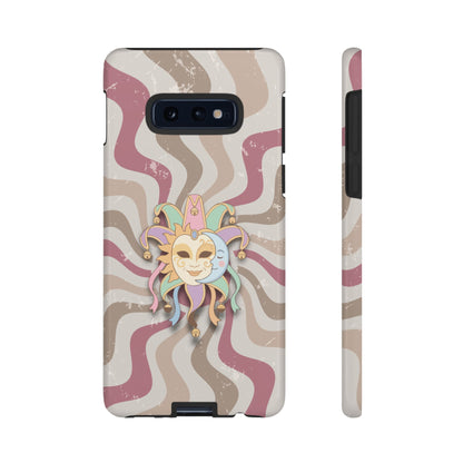 Sun & Moon Jester Mask – Pink Retro Wave Phone Case - Pink Phone Case