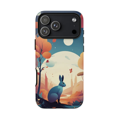 iPhone 17 Pro Max / Glossy Phone Case - Stylised Blue Hare Design Phone Case