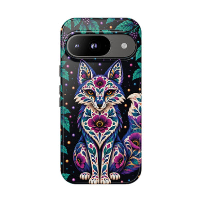 Vibrant Purple and Teal Calavera Fox Phone Case - Multicolor Phone Case - Google Pixel 9 / Glossy