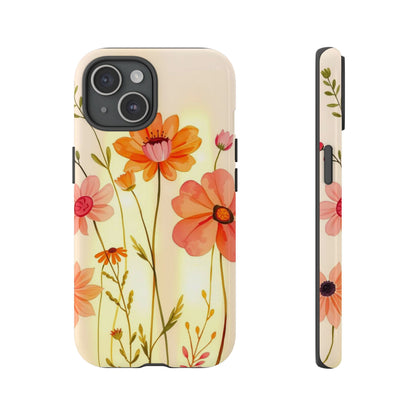 iPhone 15 / Glossy Phone Case - Watercolour Bunch of Wildflowers Design Phone Case