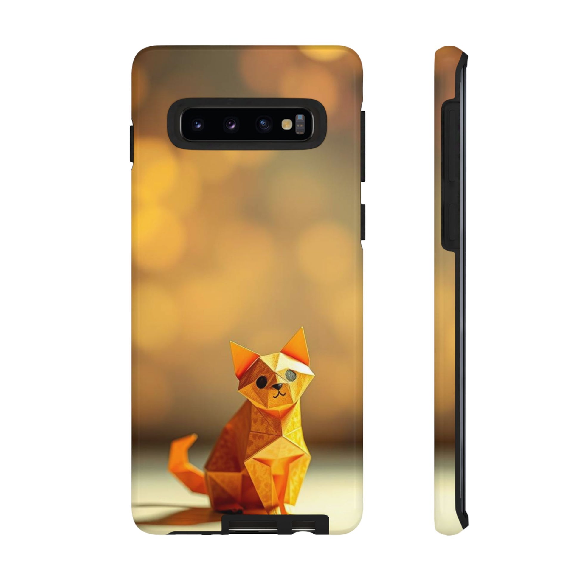 Cute Origami Cat Design Phone Case - Orange Phone Case - Samsung Galaxy S10 / Glossy