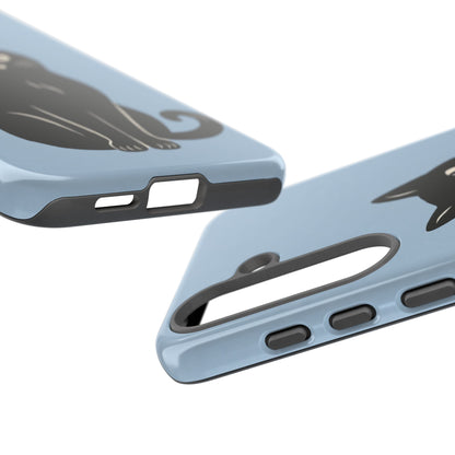 Minimalist Powder Blue & Black Cat Phone Case