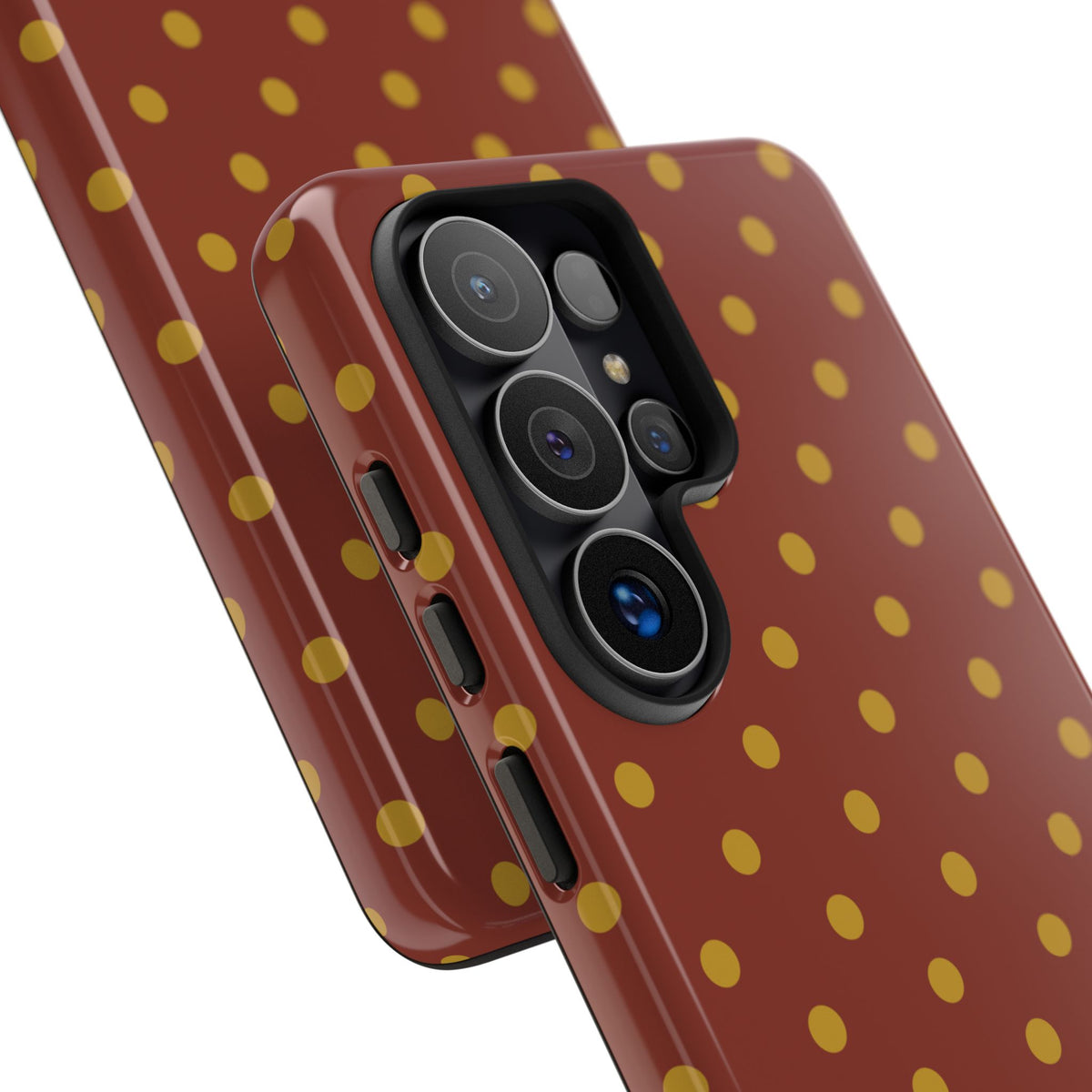 Trendy Brown & Mustard Dot Pattern Phone Case - Brown Phone Case