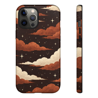Illustrated Burnt Orange Clouds & Stars Phone Case