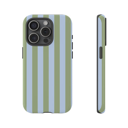 Trendy Ice Blue & Green Stripe Pattern Phone Case - Blue Phone Case - iPhone 15 Pro / Glossy