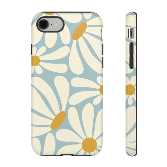 Retro Light Blue Daisy Pattern Phone Case - Blue Phone Case - iPhone 8 / Glossy