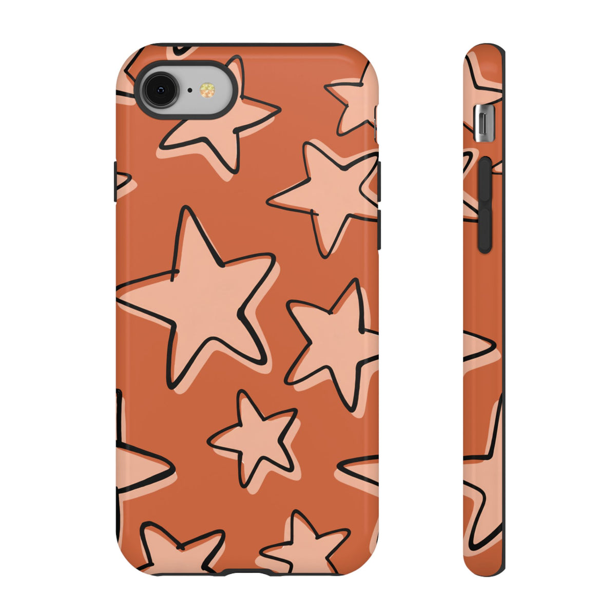 Burnt Orange Doodle Star Phone Case