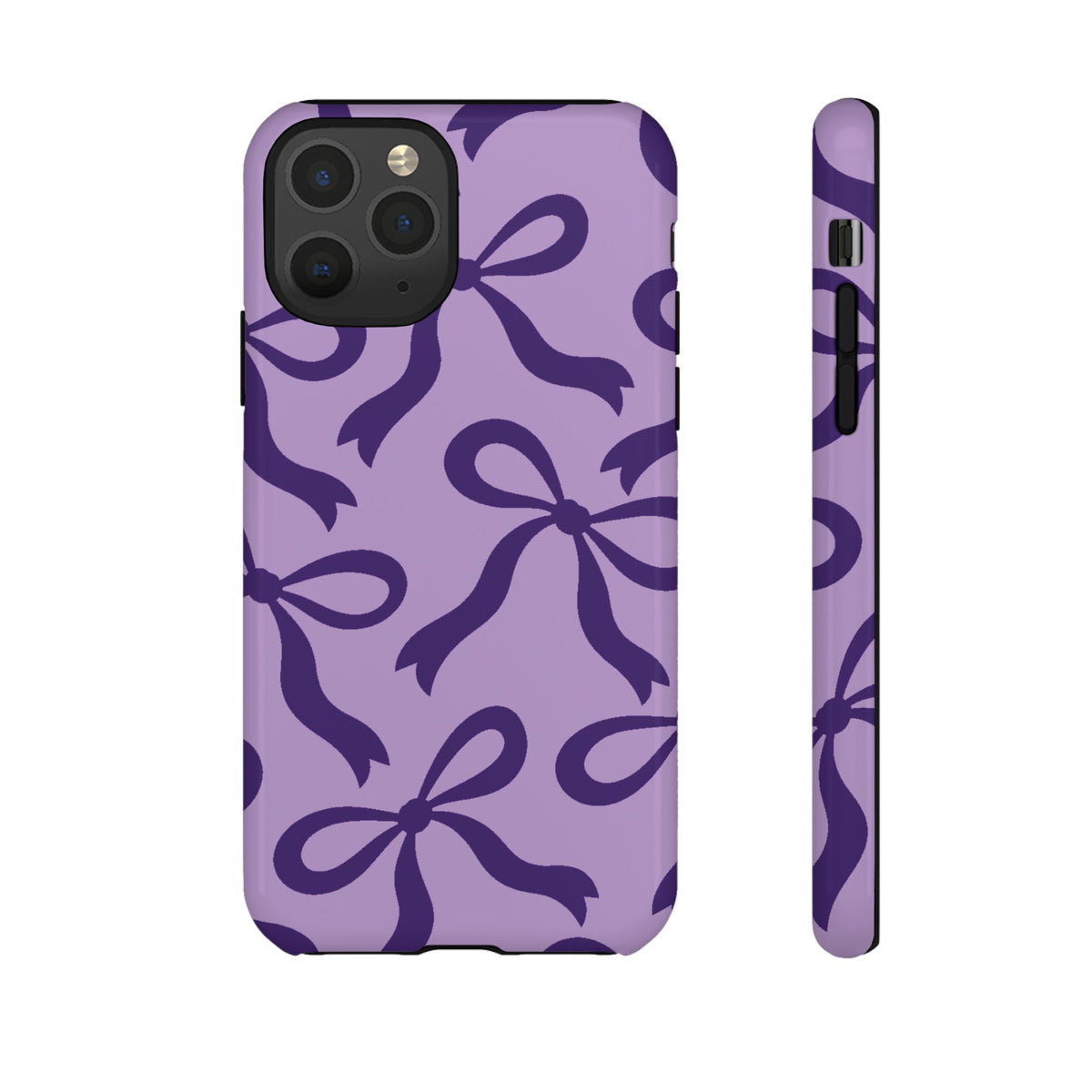 Bold Lilac and Deep Purple Bow Pattern Phone Case - Purple Phone Case - iPhone 11 Pro / Glossy