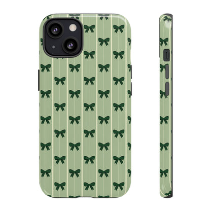 Retro Forest Green Bow Pattern Phone Case