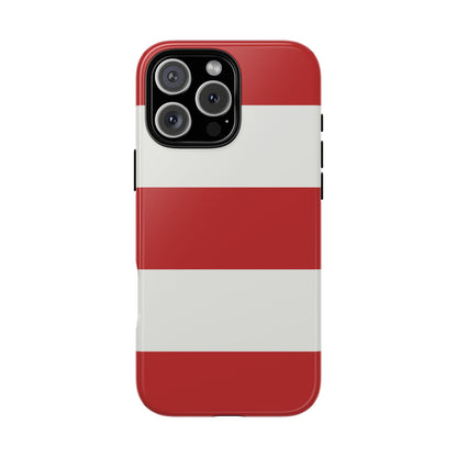 iPhone 16 Pro Max / Glossy Phone Case - Red & White Horizontal Stripe Pattern Phone Case