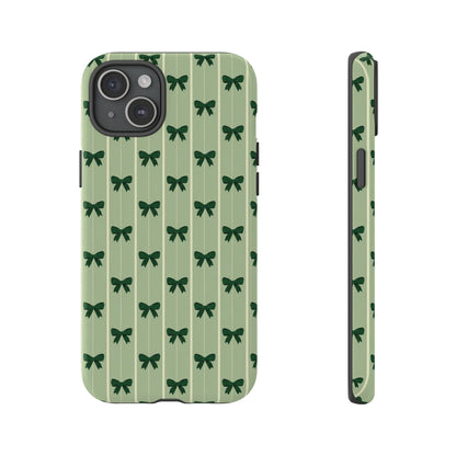 Retro Forest Green Bow Pattern Phone Case