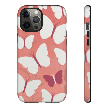 Minimalist Pink Butterfly Pattern Phone Case - Pink Phone Case - iPhone 12 Pro Max / Glossy